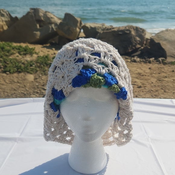 Handmade Crochet Granny Square XL Cotton Unisex Bucket Hat - Picture 13 of 15